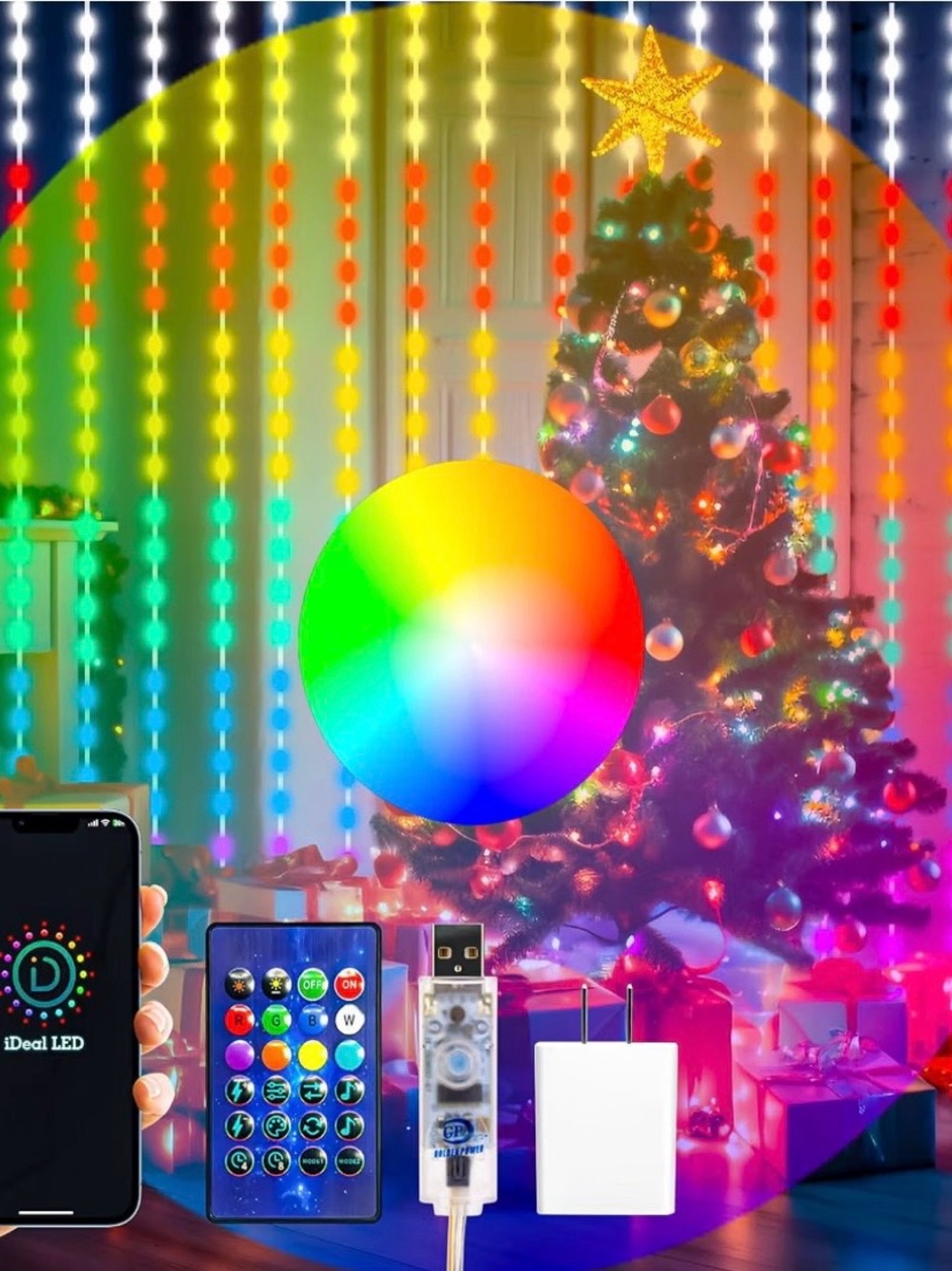 Multicolor Smart Curtain String Lights - App & Remote Control